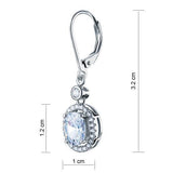 1.50ct each, Vintage Art Deco, Oval Cut Diamond Earrings, 925 Sterling Silver