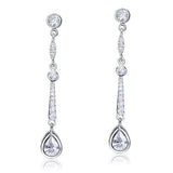 1.00ct each, Vintage Art Deco Pear Cut Diamond Earrings, 925 Sterling Silver