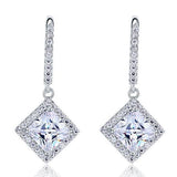 1.50ct each, Vintage Art Deco, Princess Cut Diamond Earrings, 925 Sterling Silver
