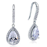 2.00ct each, Vintage Art Deco, Pear Cut Diamond Drop Earrings, 925 Sterling Silver