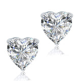 2.00ct each, Classic Heart Cut Diamond Stud Earrings, 925 Sterling Silver