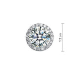 4.00ct Classic Diamond Halo Stud Earrings, Round cut, 925 Sterling Silver