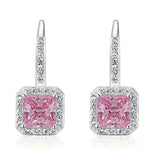 1.50ct each, Pink Diamond, Vintage Art Deco, Princess Cut Diamond Stud Earrings, 925 Sterling Silver