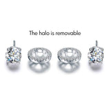 2.50ct Classic Diamond Halo Stud Earrings, Round cut, 925 Sterling Silver