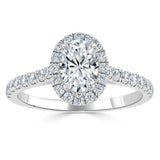 Lab-Diamond Oval Cut Halo Engagement Ring, Tiffany Style, Choose Your Stone Size and Metal