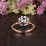 Round Cut Moissanite Engagement Ring, Vintage Halo Design, Choose Your Stone Size & Metal