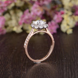 Round Cut Moissanite Engagement Ring, Vintage Halo Design, Choose Your Stone Size & Metal
