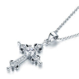 0.50ct Diamond Cross Pendant, Crucifix Diamond Necklace, 925 Silver