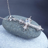 0.50ct Diamond Cross Pendant, Crucifix Diamond Necklace, 925 Silver