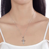 0.50ct Diamond Cross Pendant, Crucifix Diamond Necklace, 925 Silver