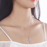 1.75ct Diamond Cross Pendant, Crucifix Diamond Necklace, 925 Silver