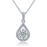 1.00ct Diamond Halo Pendant, Round Cut Classic Diamond Necklace, 925 Silver