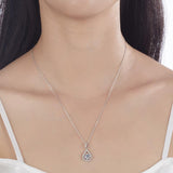 1.00ct Diamond Halo Pendant, Round Cut Classic Diamond Necklace, 925 Silver