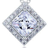 1.50ct Princess Cut Diamond Halo Pendant, Classic Diamond Necklace, 925 Silver