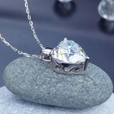 5.00ct Diamond Heart Pendant, Classic Heart Diamond Necklace, 925 Silver