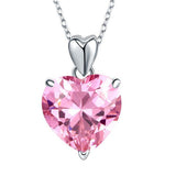 5.00ct Pink Diamond Heart Pendant, Classic Pink Heart Bridal Necklace, 925 Silver