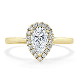 Lab-Diamond Pear Cut Halo Engagement Ring, Choose Your Stone Size and Metal