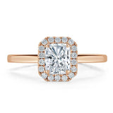 Lab-Diamond Radiant Cut Halo Engagement Ring, Choose Your Stone Size and Metal
