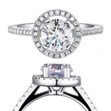 1.25ct Brillaint Cut Diamond Halo Ring, 925 Sterling Silver Engagement Ring