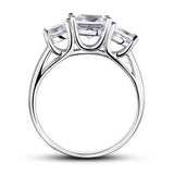1.50ct 3 Stone Princess Cut, Half Eternity Diamond Ring, 925 Sterling Silver