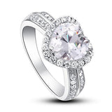 2.00ct Classic Heart Cut Diamond Engagement Ring, 925 Sterling Silver