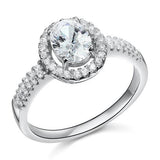 1.50ct Oval Cut Diamond Engagement Ring, 925 Sterling Silver