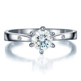0.80ct Classic Diamond Engagement Ring, Round Cut, 925 Silver