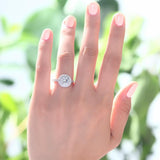 1.00ct Double Halo Round Cut Diamond Engagement Ring, 925 Sterling Silver