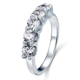 1.25ct 5 Stone Round Cut, Half Eternity Diamond Ring, 925 Sterling Silver