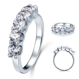 1.25ct 5 Stone Round Cut, Half Eternity Diamond Ring, 925 Sterling Silver