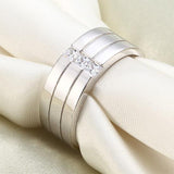 0.35ct Men's Contemporary Wedding Band Set In Solid Sterling Silver 925