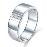 0.12ct Men's Contemporary Wedding Band Set In Solid Sterling Silver 925