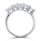 1.25ct 5 Stone Princess Cut, Half Eternity Diamond Ring, 925 Sterling Silver