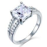 2.00ct Princess Cut Diamond Engagement Ring, Split Shank, 925 Silver