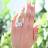 4.00ct Art Deco Cushion Cut Diamond Engagement Ring, 925 Sterling Silver