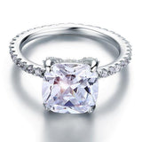 3.00ct Cushion Cut Diamond Engagement Ring, 925 Silver