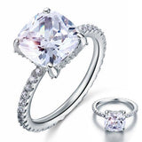 3.00ct Cushion Cut Diamond Engagement Ring, 925 Silver