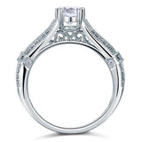 1.00ct Vintage Round Cut Diamond Engagement Ring, 925 Sterling Silver