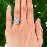 6.00ct Classic Cushion Cut Diamond Halo Engagement Ring, Diamond Shoulders, 925 Silver