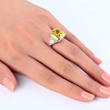 8.00ct Classic Radiant Cut Yellow Diamond Engagement Ring, 925 Silver