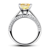 1.50ct Princess Cut Yellow Diamond Engagement Ring, 925 Sterling Silver