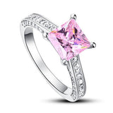 1.50ct Princess Cut Pink Diamond Engagement Ring, 925 Sterling Silver