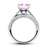 1.50ct Princess Cut Pink Diamond Engagement Ring, 925 Sterling Silver