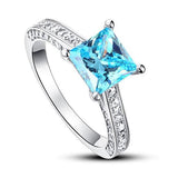 1.50ct Princess Cut Blue Diamond Engagement Ring, 925 Sterling Silver