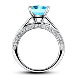 1.50ct Princess Cut Blue Diamond Engagement Ring, 925 Sterling Silver