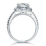 2.00ct Round Cut Diamond Halo Engagement Ring, 925 Sterling Silver