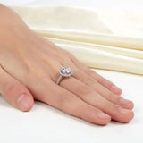 2.00ct Round Cut Diamond Halo Engagement Ring, 925 Sterling Silver