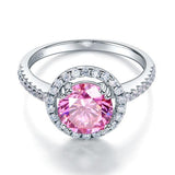 2.00ct Pink Diamond Halo Engagement Ring, 925 Sterling Silver