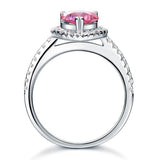 2.00ct Pink Pear Cut Diamond Engagement Ring, Diamond Halo, 925 Silver