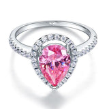 2.00ct Pink Pear Cut Diamond Engagement Ring, Diamond Halo, 925 Silver